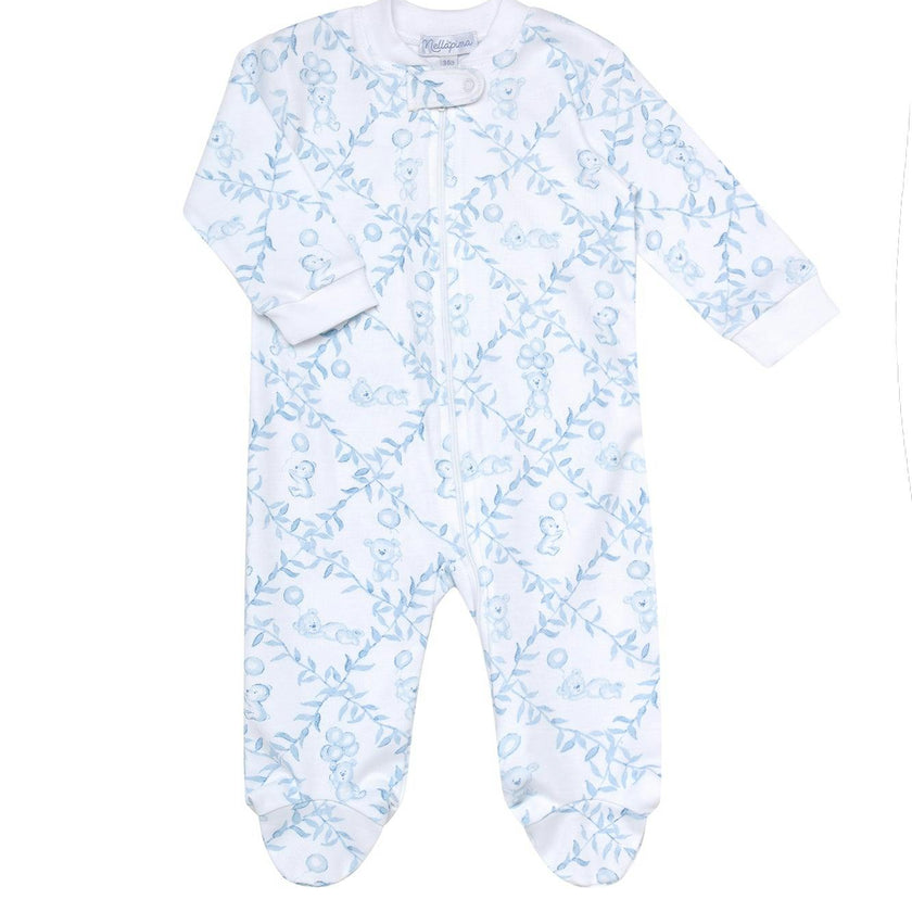 Blue Bears Trellace Zipper Footie