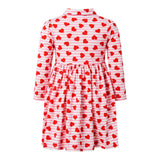 Striped Heart Print Peter Pan Collar Jersey Dress