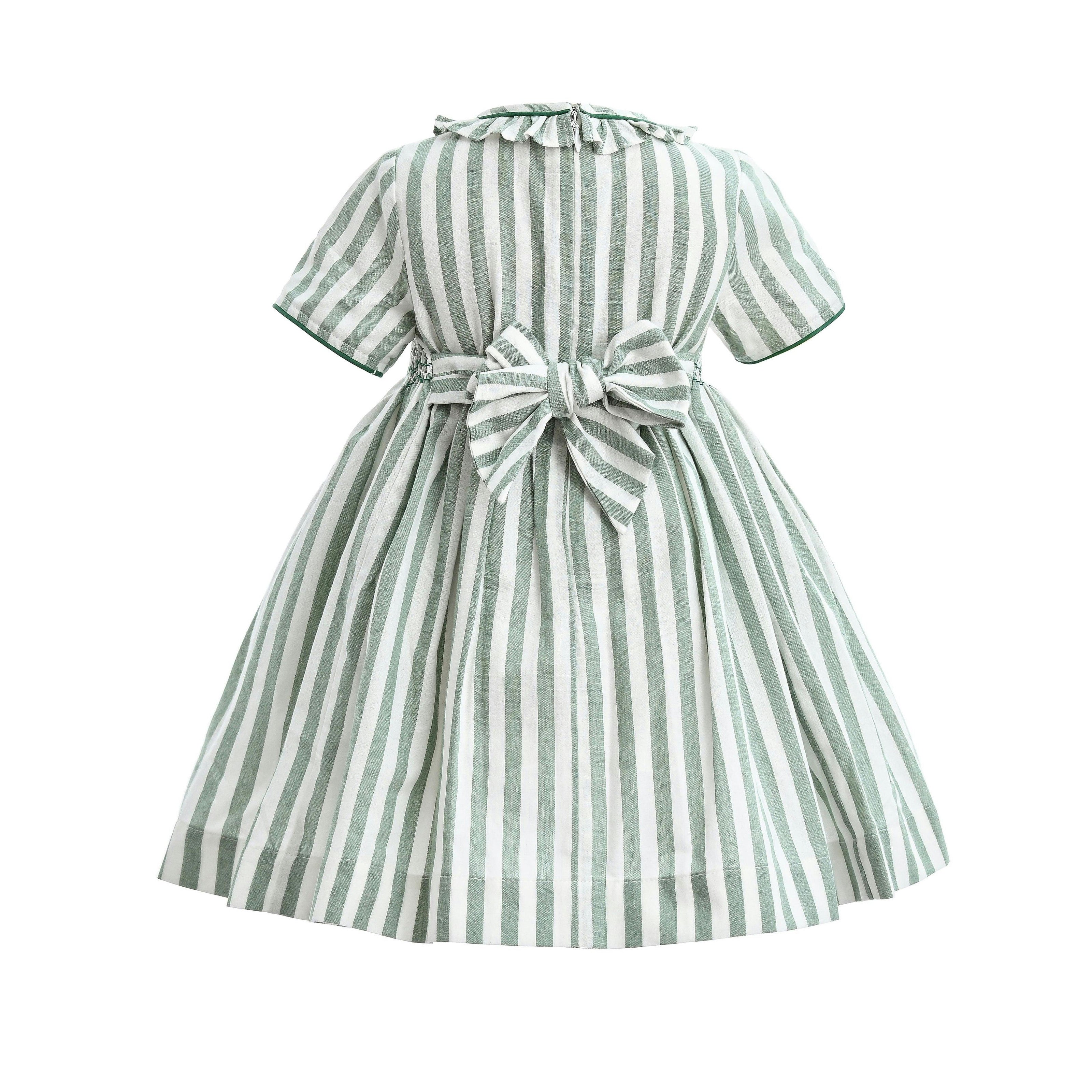 Green Button-Up Stripe Dress