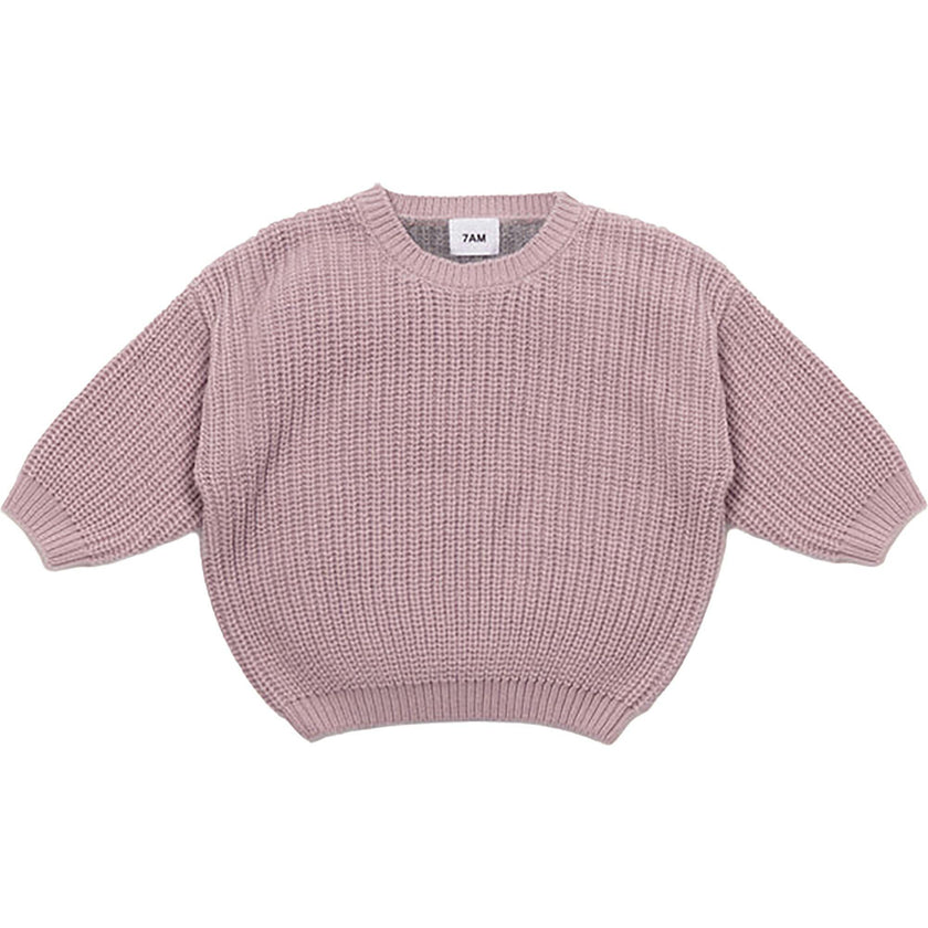Chunky Ribbed Knit Round Neck Long Sleeve Wide Boxy Fit Sweater