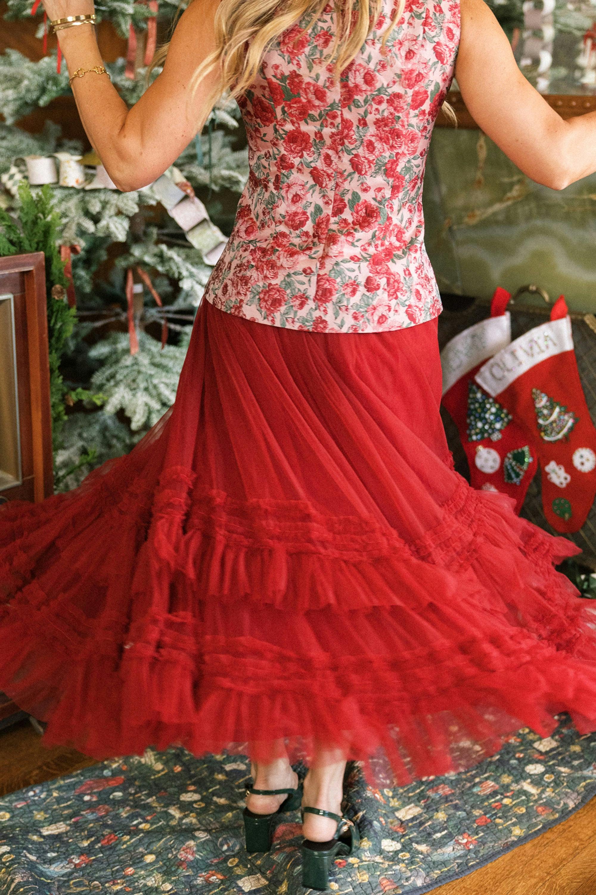 Celestine Skirt in Garnet