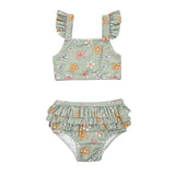 Girls Two-Piece Ruffle Swimsuit in Sketched Daisy