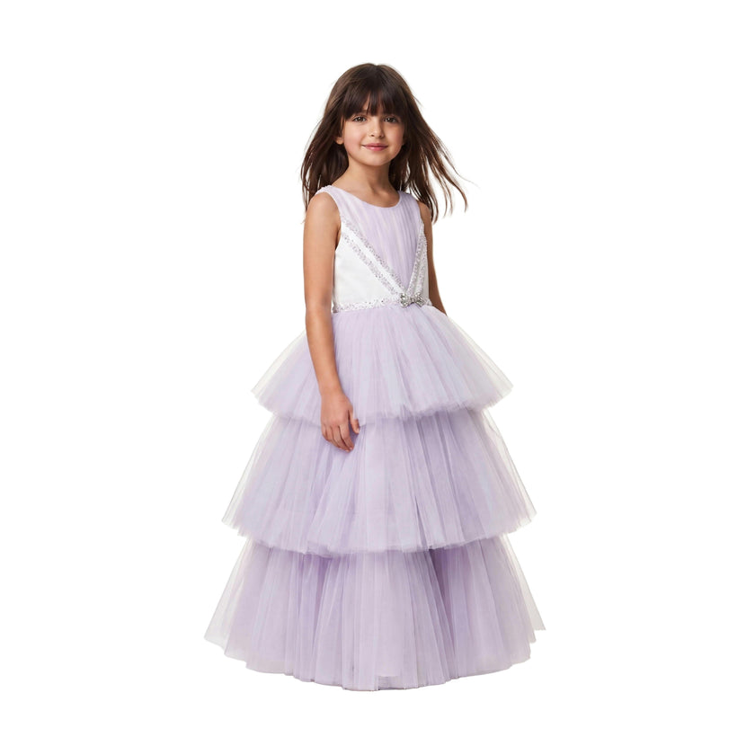 Lavender Matilda Embellished Tulle Occasion Gown