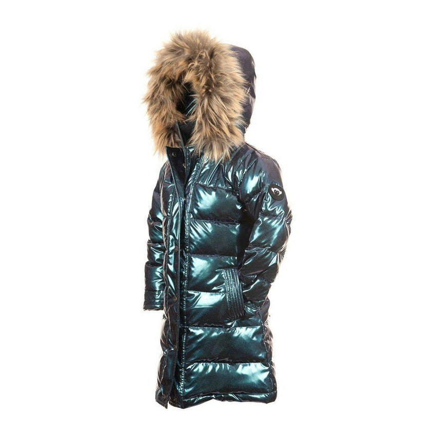Teal Sparkle Long Down Coat