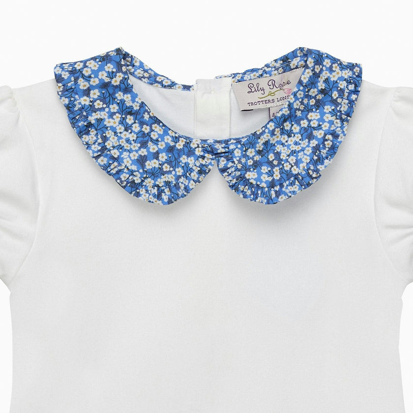 Pie Crust Jersey Top in Blue Mitsi Valeria