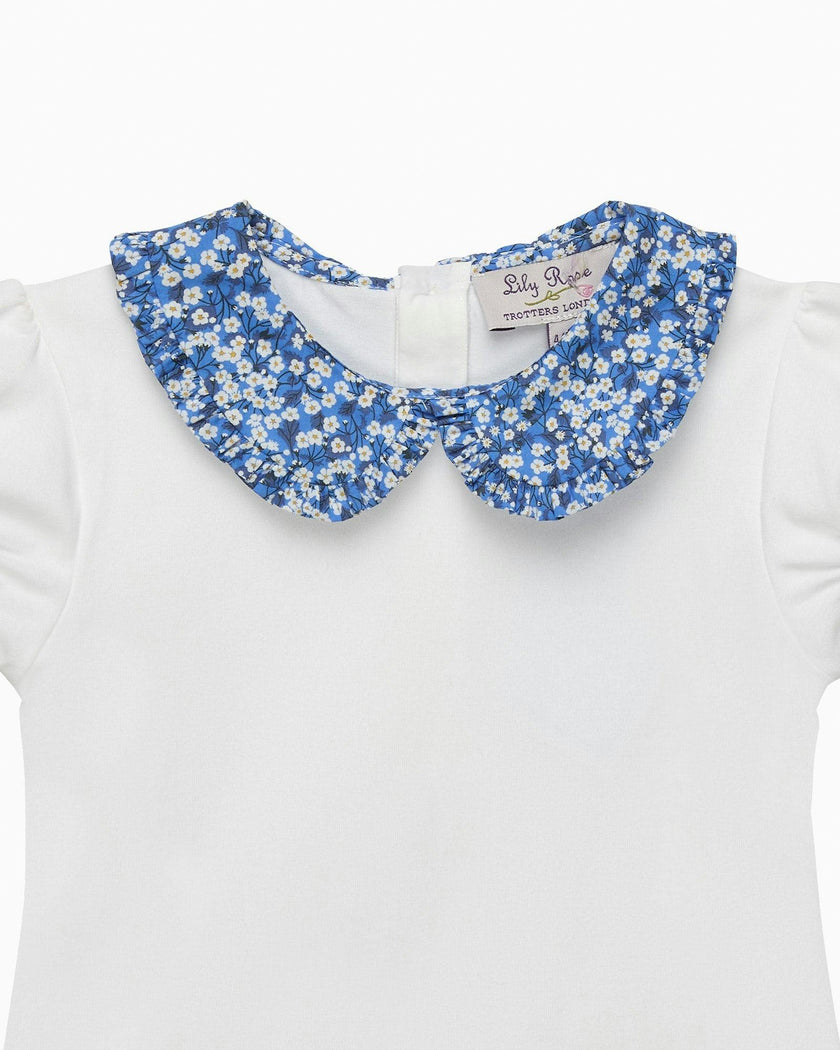 Pie Crust Jersey Top in Blue Mitsi Valeria