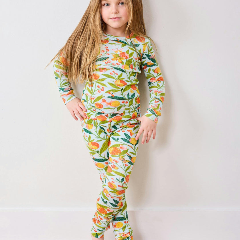 Butterfly Grove - Kids PJ Set - Soft Blue