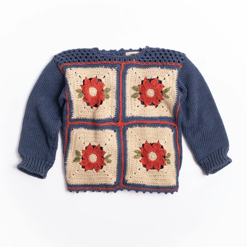 Patchwork Sweater in Wildberry Denim