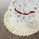 Handmade Felted Wool Overlapping Flowers Border Cream Christmas Tree Skirt 26"/48"/64"/72" Arcadia Home