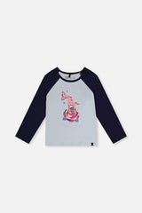 Raglan Organic Cotton T-Shirt Dark And Pale Blue