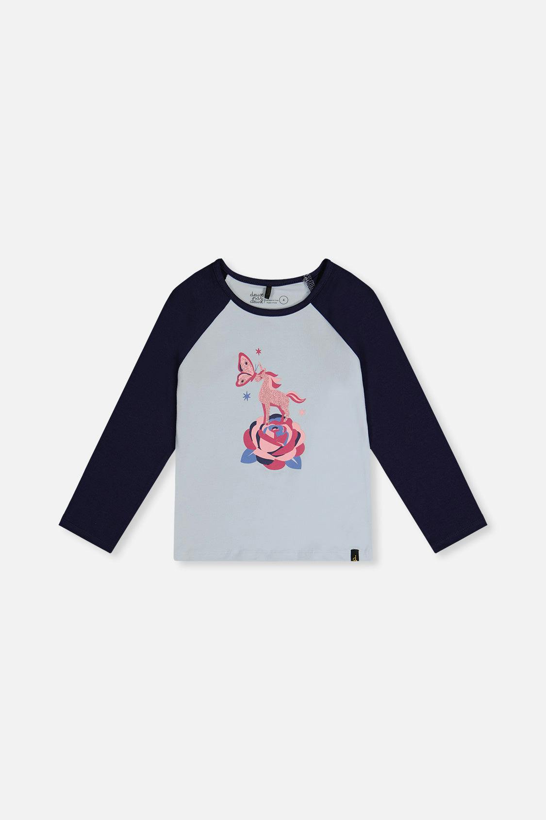 Raglan Organic Cotton T-Shirt Dark And Pale Blue