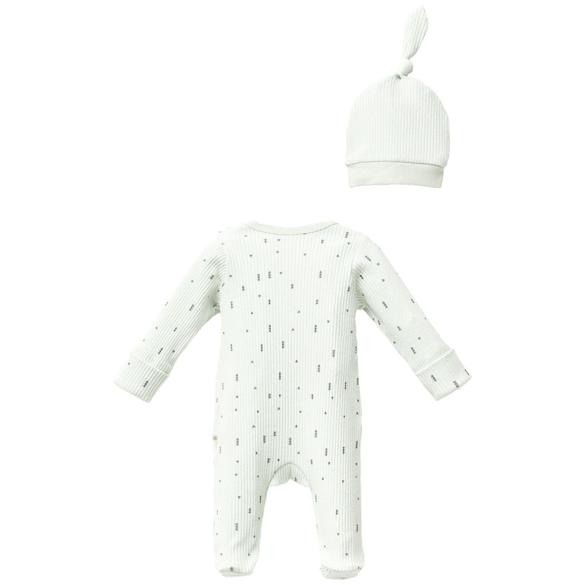 Mint Forest Print Babygrow & Hat