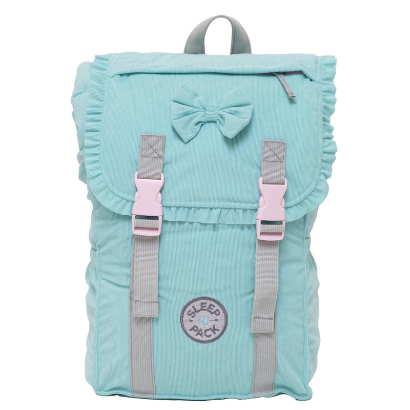 Sleep-N-Pack™ – Little Kid Size | Bows & Ruffles Tanager Turquoise Corduroy