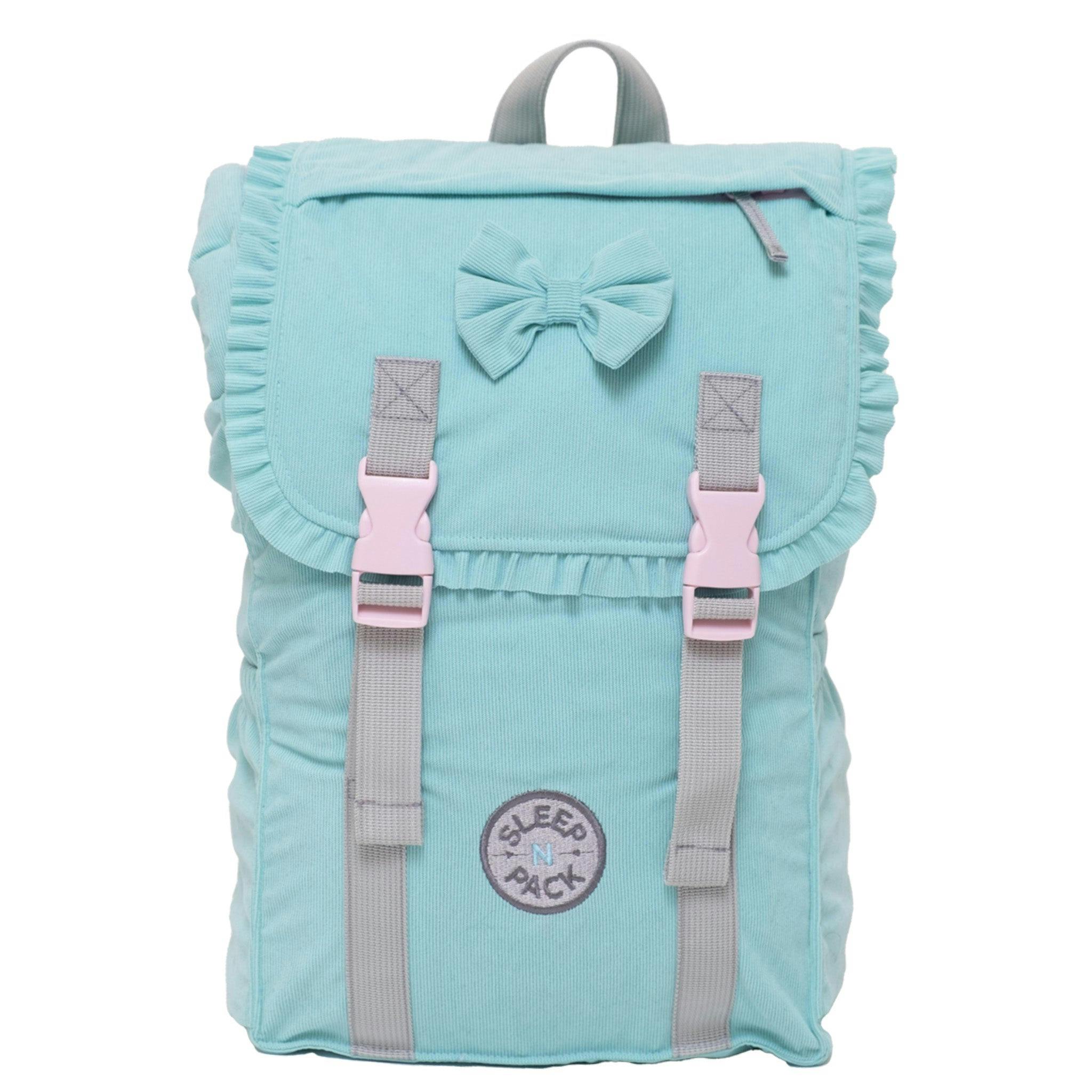 Sleep-N-Pack™ – Little Kid Size | Bows & Ruffles Tanager Turquoise Corduroy