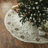 72" Hand Beaded Floral Christmas Tree Skirt Cafe Au Lait Velvet