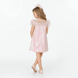 Iridescent Stardust Pink Sequin Birthday Dress for Girls