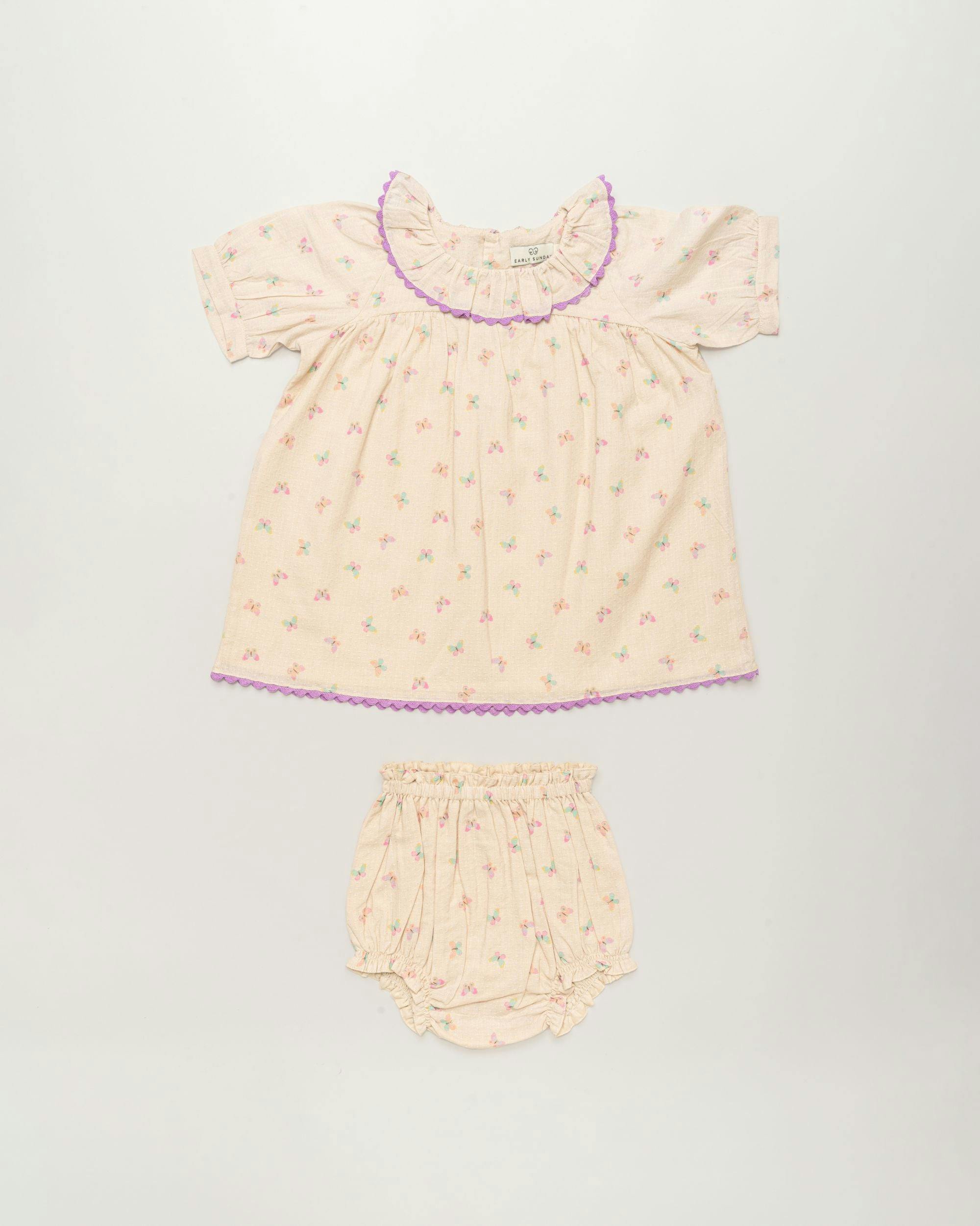 Baby Bella Dress with Bloomer - Butterfly print