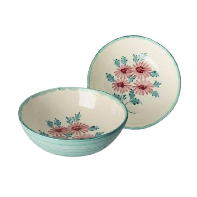 Ceramic Salad Bowl with Hand-painted Flowers - Large - 27.73 oz