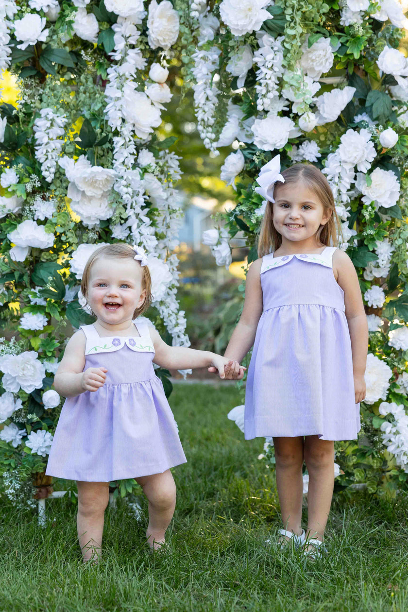 Pincord Romper with Flowers