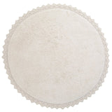 Perla Hand-Tufted Crochet Lace Trim Round Rug