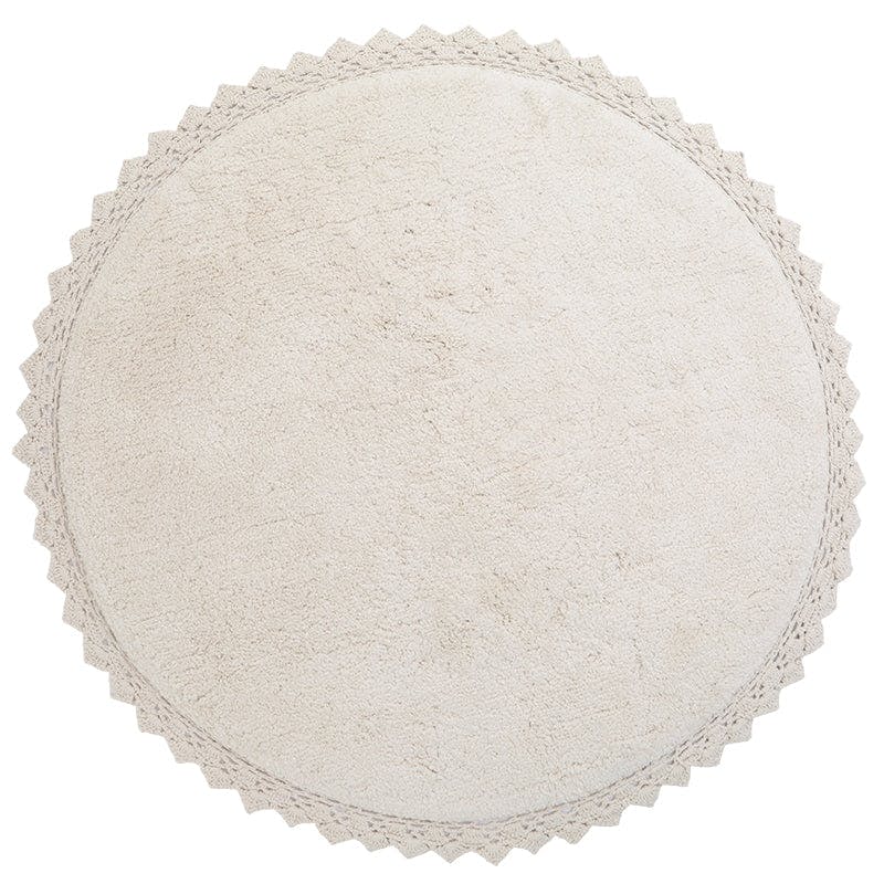 Perla Hand-Tufted Crochet Lace Trim Round Rug