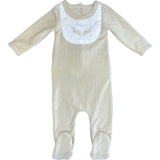 Girl's Embroidered Bib Long Sleeve Footie