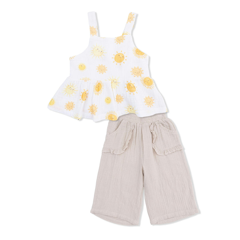 Happy Suns - Peplum Tank with Wide Leg Pant
