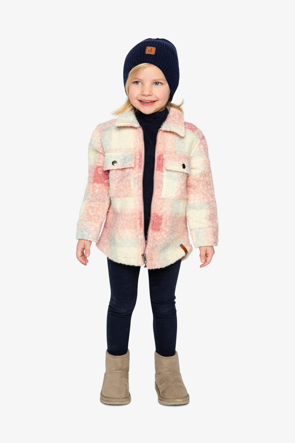 Zipped Plaid Overshirt With Chest Pockets Beige And Pink Plaid