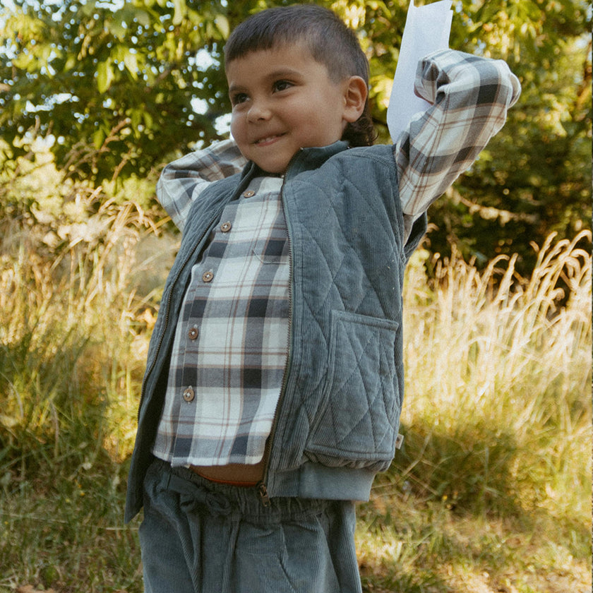 Organic Sleeveless Quilted Corduroy Jacket
