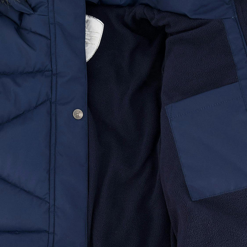 Long Winter Puffer Coat Dark Blue