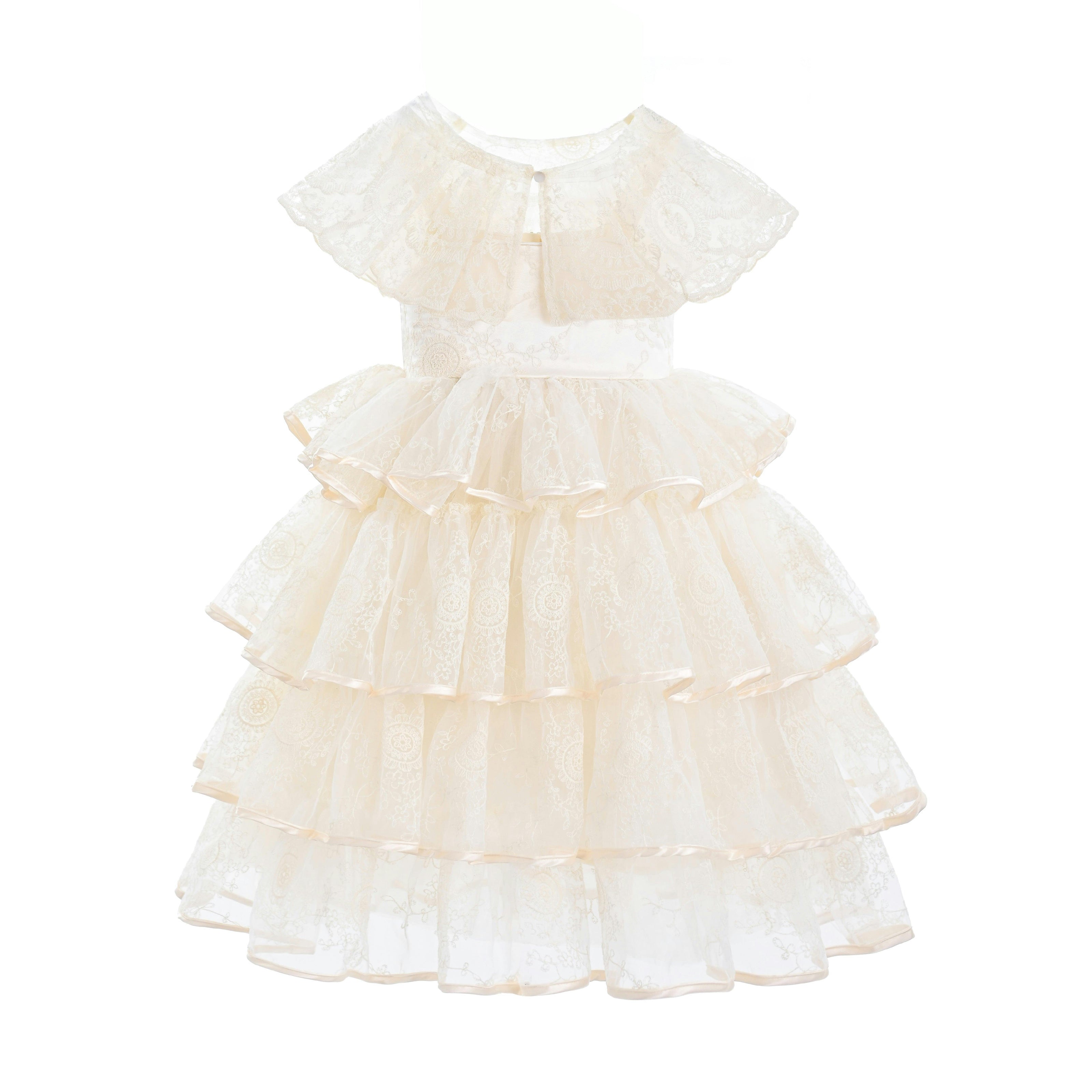 Beige Elka Tiered Lace Dress
