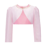 Blush Cropped Satin Cardigan