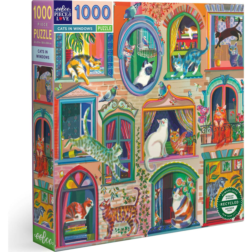 Piece & Love: Cats In Window - 1000 Piece Puzzle