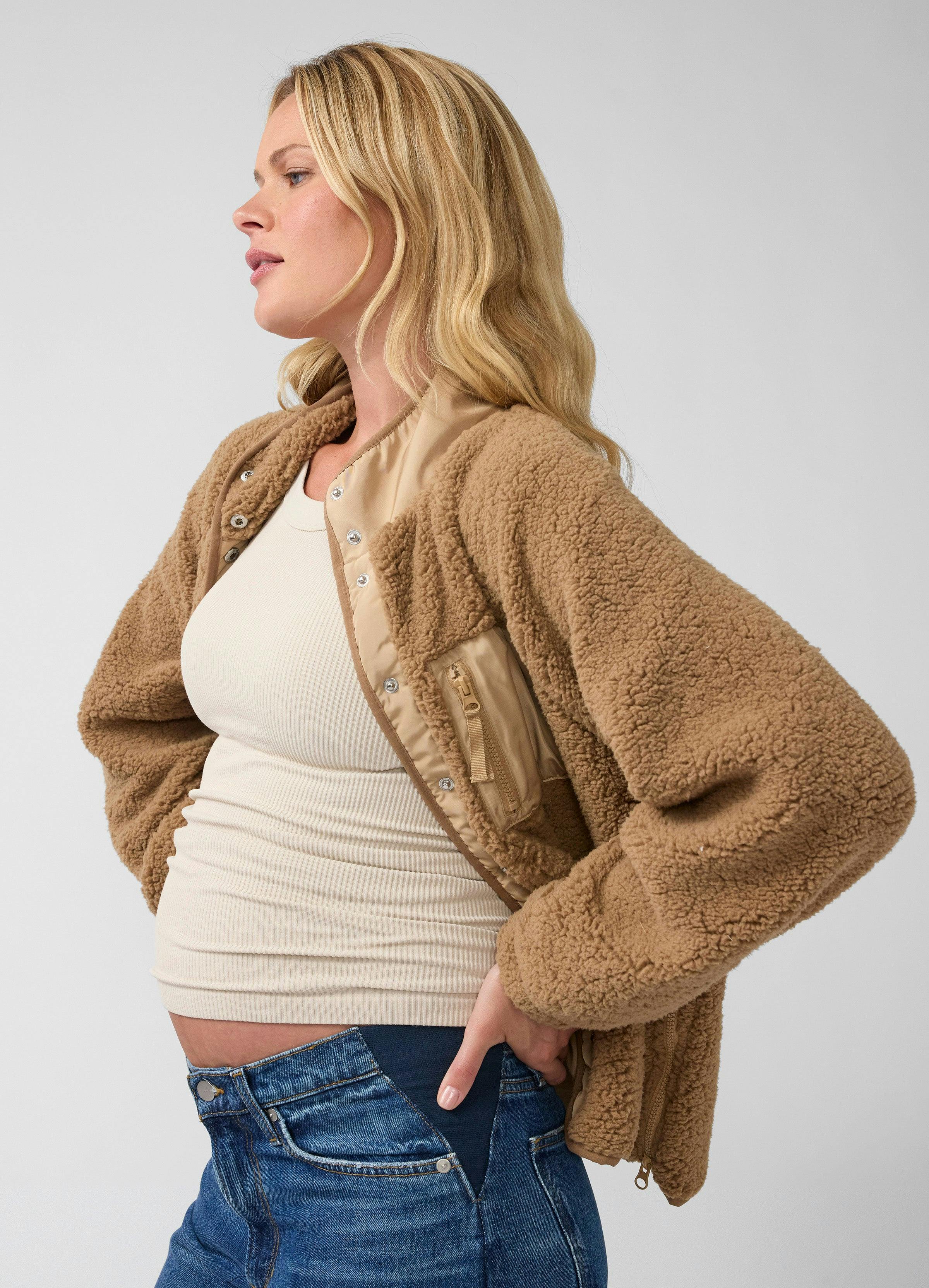 Relaxed Raglan Sleeve Maternity Sherpa Jacket