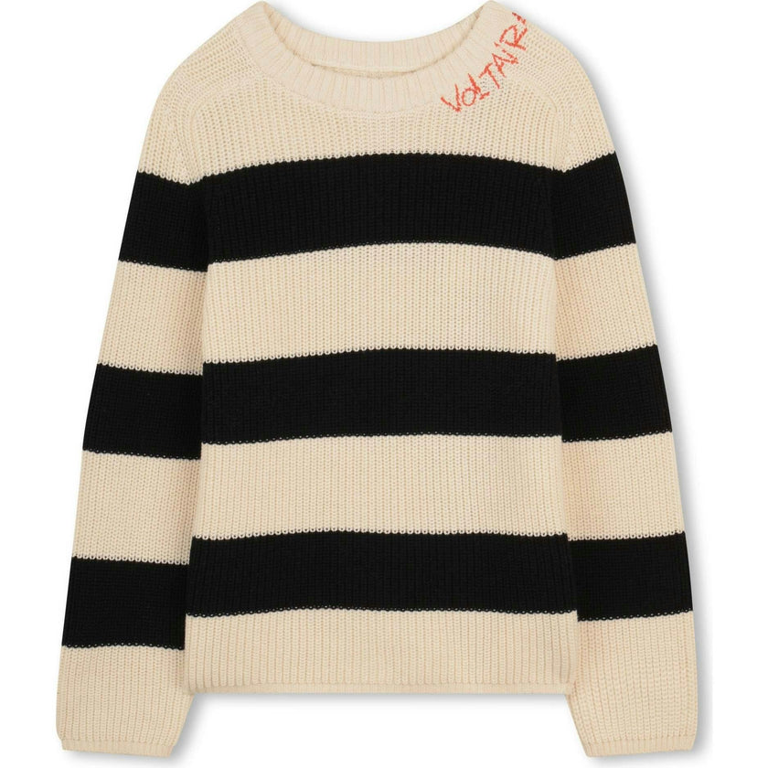 ZADIG & VOLTAIRE Striped Pullover - Off White / Black