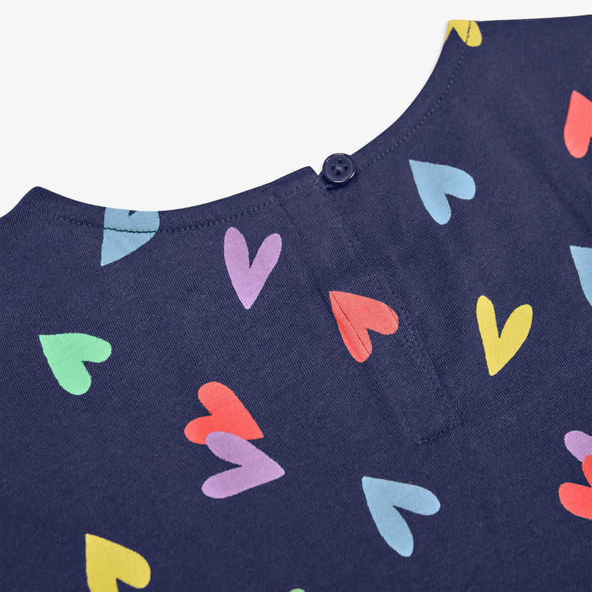 Clearance kids backyard dress in rainbow confetti hearts