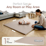 Sleepah Waterproof Vegan Leather Baby Play Mat, 50x50  - Waterproof Removable Cover