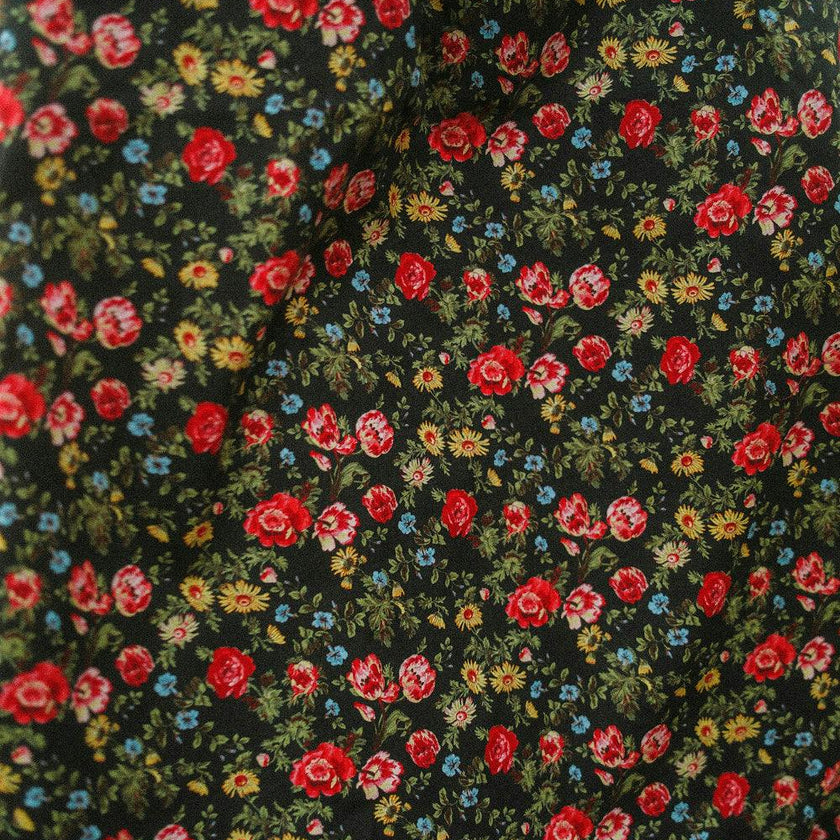 Annalise Dress in Obsidian Vintage Poppies