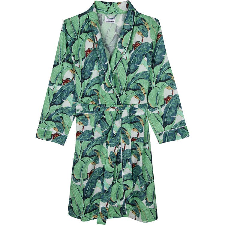 Women's Martinique® Green Banana Leaf Robe - Organic Cotton Poplin