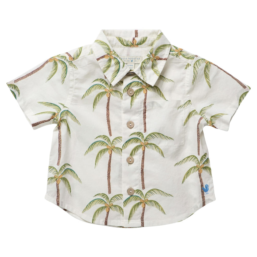 Baby Boys Jack Shirt - Cream Palm Tree