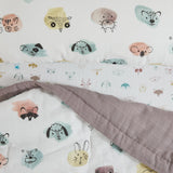 Cotton Muslin Toddler Bedding 3 Piece Set - Watercolor Critters