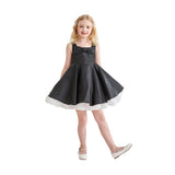 Black Lucienne Satin Bow Dress