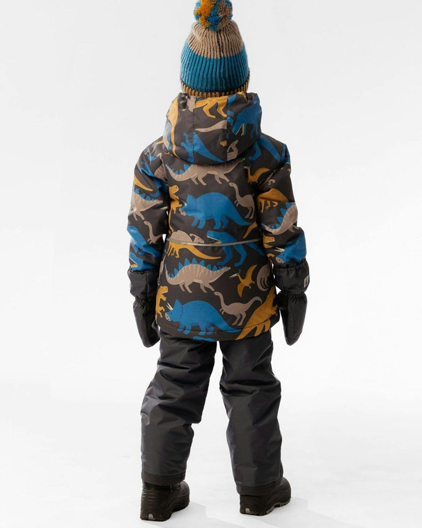 Light Weight Two Piece Chill Snowsuit Grey And Blue Dinosaur Print
