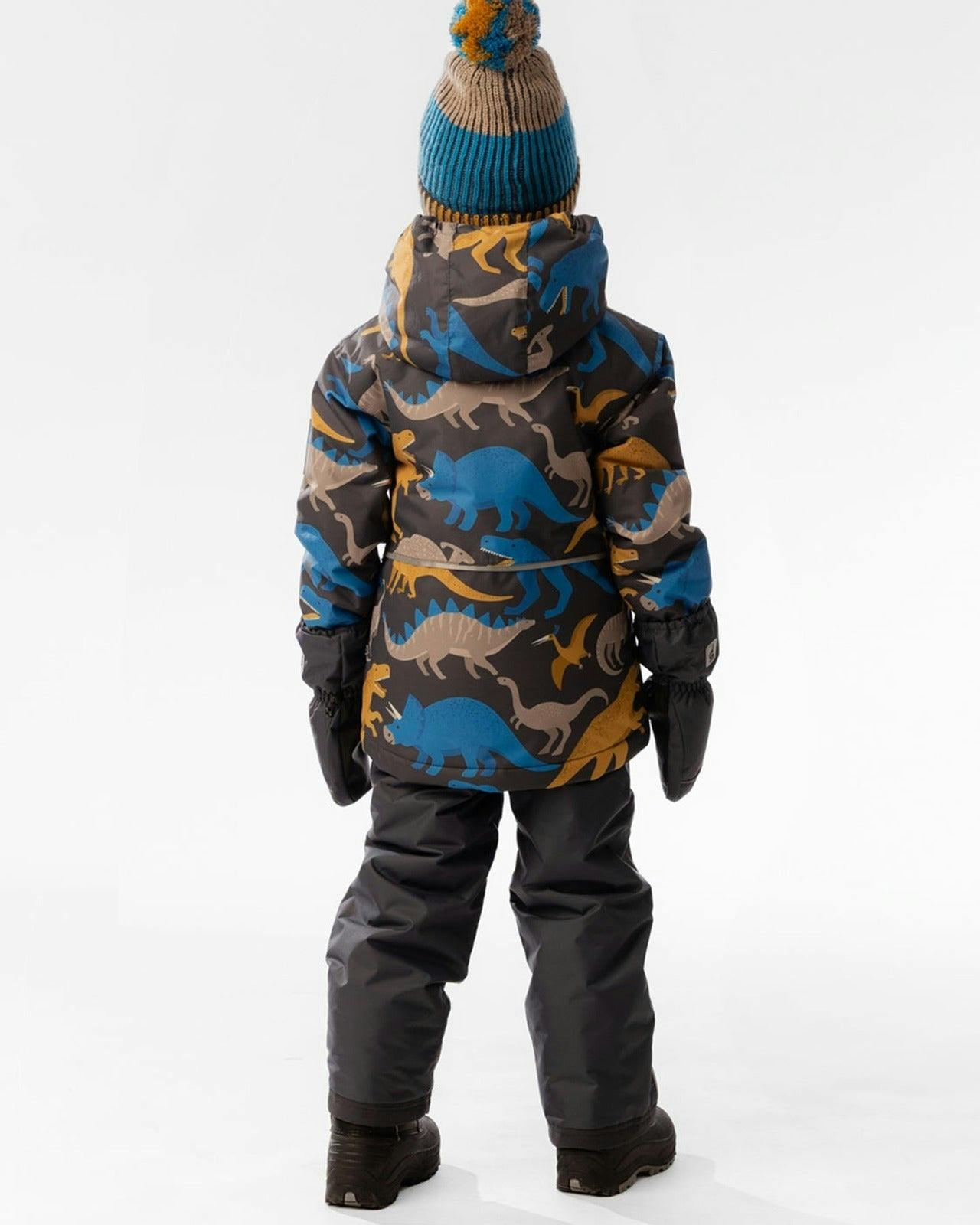 Light Weight Two Piece Chill Snowsuit Grey And Blue Dinosaur Print