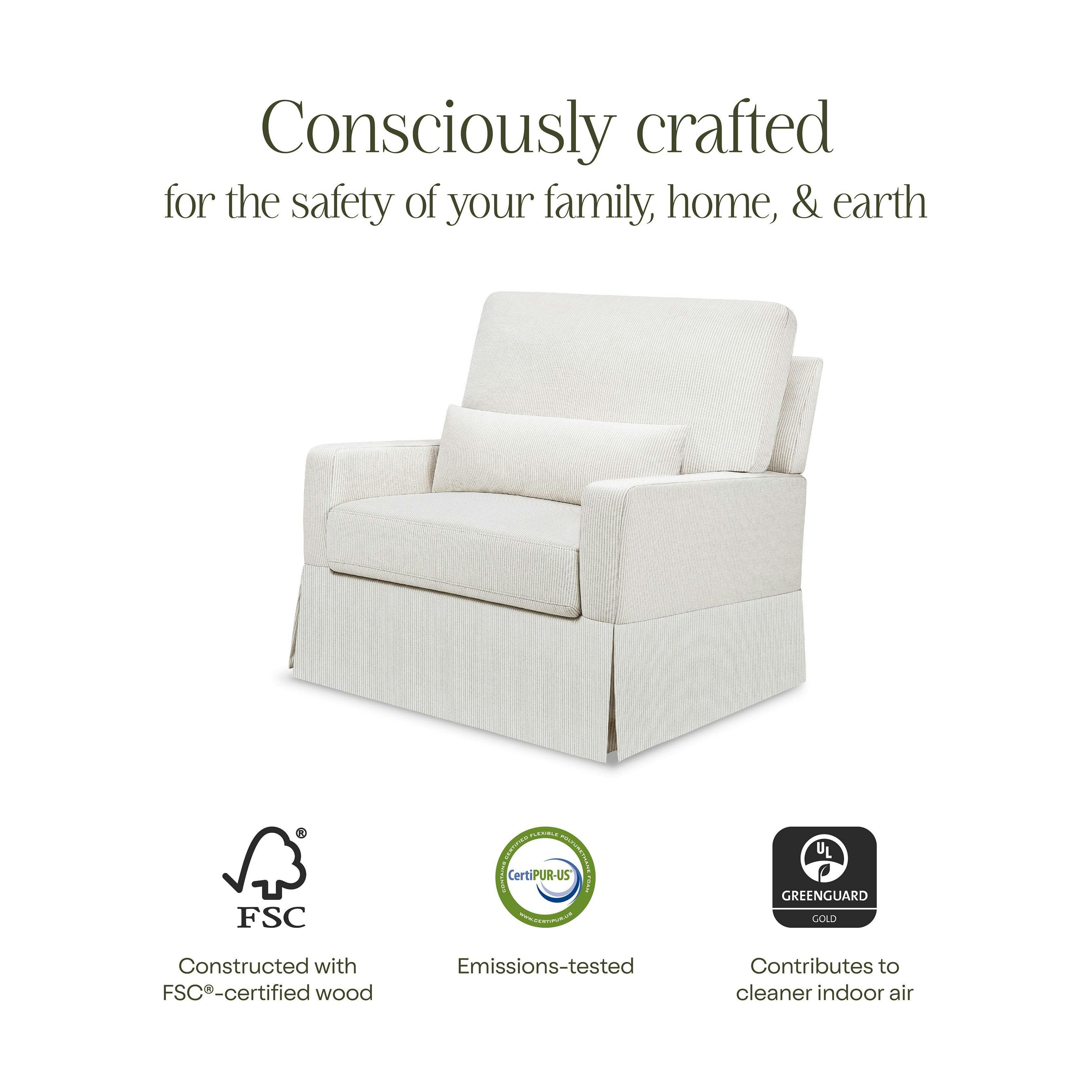 Namesake Crawford Pillowback Chair and a Half Comfort Swivel Glider