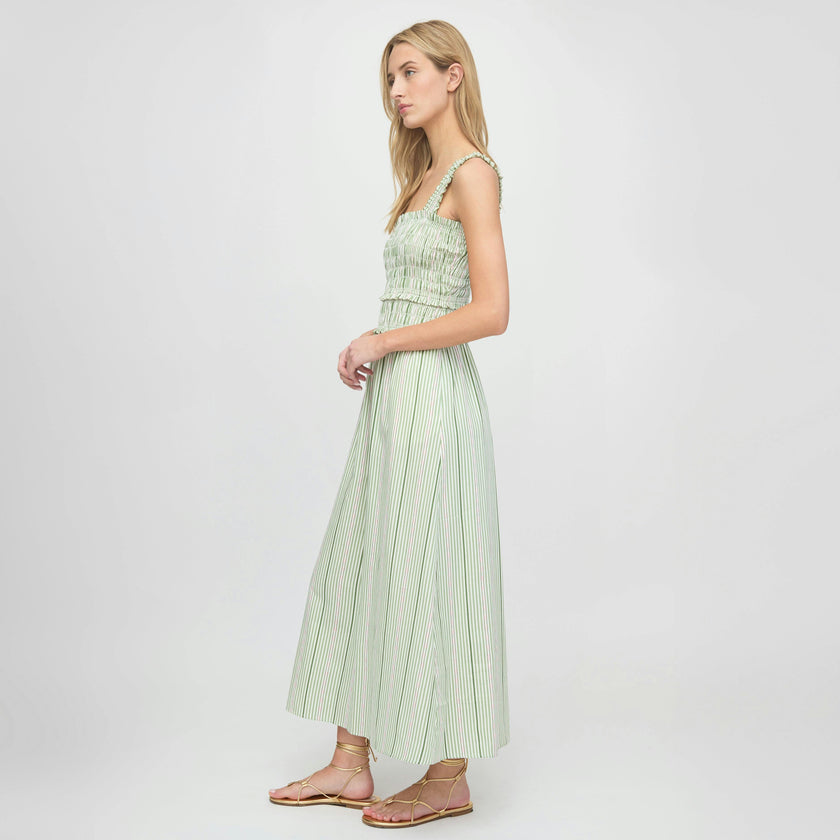 The Azalea Maxi Nap Dress - Green Jacquard Stripe
