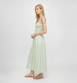 The Azalea Maxi Nap Dress - Green Jacquard Stripe
