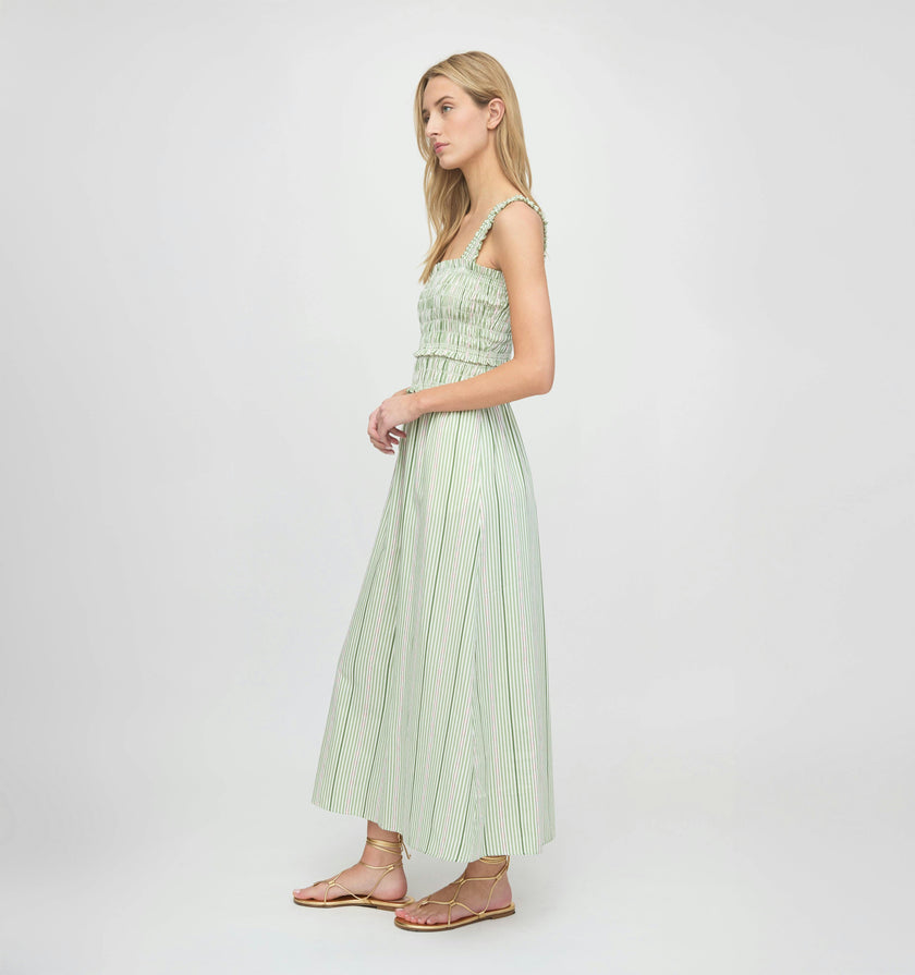 The Azalea Maxi Nap Dress - Green Jacquard Stripe