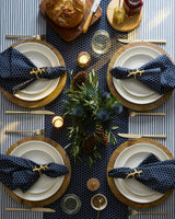 Signature Navy French Ticking Table Linen