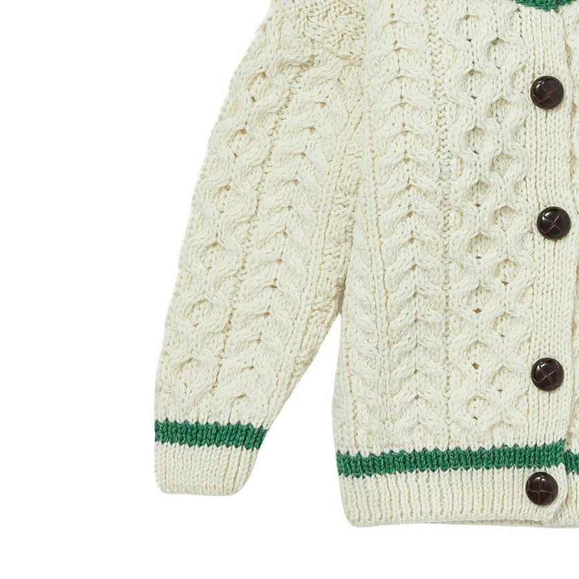 London Days Merino Cardigan - Cream & Green